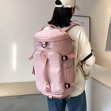 Su Geçirmez Naylon Oxford Kumaş Sırt Çantası Açık Seyahat Bagaj Holdall Omuz Çantası-Gri + Pembe (Yurt Dışından)