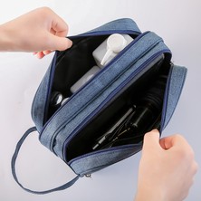 20-35L Erkek Tuvalet Çantası Polyester Seyahat Yüz Losyonu Organizatör Şampuan Saklama Çantası Çanta-Siyah (Yurt Dışından)