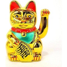 Miamantra Feng Shui Büyük Boy Pati Sallayan Bereket ve Şans Kedisi - Pilli - 15  cm
