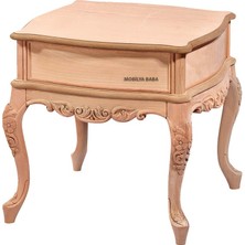 Mobilya Baba Akdeniz Oymalı Yan Orta Sehpa Cilasız Ham Ahşap