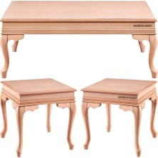 Mobilya Baba Ilkadımlükens Orta Sehpa Takımı Cilasız Ham Ahşap