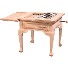 Mobilya Baba Dereli Kapaklı Küçük Tavla Sehpa Cilasız Ham Ahşap