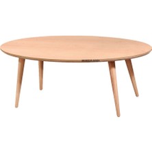 Mobilya Baba Altınordu Oval Retro Orta Sehpa Cilasız Ham Ahşap