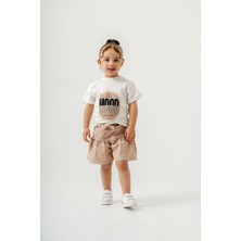 Titimix Kids Kız Çocuk Mood Baskılı Taş Detaylı Alt Üst Ikili Takım Tişört Şort 2-5 Yaş
