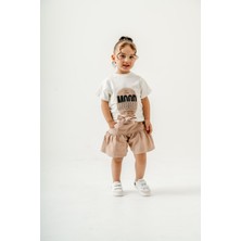 Titimix Kids Kız Çocuk Mood Baskılı Taş Detaylı Alt Üst Ikili Takım Tişört Şort 2-5 Yaş