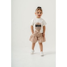 Titimix Kids Kız Çocuk Mood Baskılı Taş Detaylı Alt Üst Ikili Takım Tişört Şort 2-5 Yaş