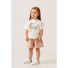 Titimix Kids Kız Çocuk Kolye Detaylı Ikili Takım Şort Tişört 2-5 Yaş