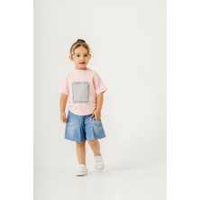 Titimix Kids Kız Çocuk Tişört Şort Alt Üst Ikili Takım Taş Detaylı 2-5 Yaş