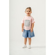 Titimix Kids Kız Çocuk Tişört Şort Alt Üst Ikili Takım Taş Detaylı 2-5 Yaş