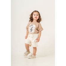 Titimix Kids Kız Çocuk Alt Üst Ikili Takım Tişört Şort Hey Girl Taş Detaylı 2-5 Yaş