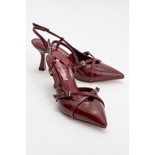 Ccway Kadın Sivri Burunlu Topuklu Ayakkabı Bordo Rugan