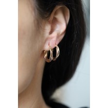 Yenigün Kuyumculuk 14 Ayar Altın Üç Renkli Iç Içe Halkalar Küpe 2