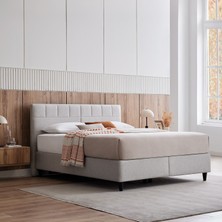Yataş Lento & Supreme Sleep Modern Tasarımlı Metal Baza Başlık 2'li Set 160 x 200 cm Krem Renk