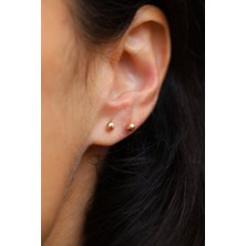 Yenigün Kuyumculuk 14 Ayar Altın Çevirmeli Vidalı Işıltılı Top Küpe 2 mm