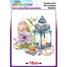 F17 Ajans Fener Çiçekler Ütü ile Yapışan Tekstil Transfer Baskı