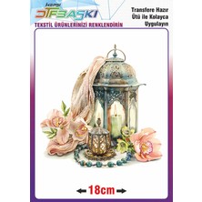 F17 Ajans Fener Çiçekler Ütü ile Yapışan Tekstil Transfer Baskı