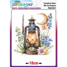 F17 Ajans Fener Çiçekler Ütü ile Yapışan Tekstil Transfer Baskı