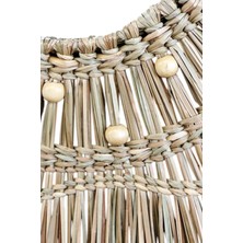 Oceanpoint Doğal Rafya Duvar Aynası, Yuvarlak, Bohem Tasarım, Büyük Boy, El Yapımı, Dekoratif, 80  cm