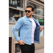 Pobudo Buz Mavi Eskitme Erkek Kot Ceket
