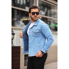 Pobudo Buz Mavi Eskitme Erkek Kot Ceket