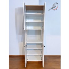 4 Kapaklı Raflı Çok Amaçlı Mikrodalga Bölmeli Mutfak Dolabı Kiler Dolabı