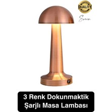 Premium Şarjlı Dokunmatik Masa Lambası 3 Renk Ayarlanabiir Parlaklık Abajur Ambians Dekoratif Klasik