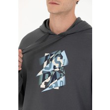 U.S. Polo Assn. Erkek Antrasit Oversize Kapüşonlu Sweatshirt