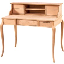 Mobilya Baba Bornova 125 Lik Raflı Lükens Çalışma Masası Cilasız Ham Ahşap