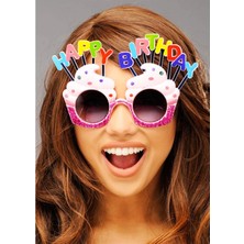 Güllü E Store Happy Birthday Yazılı Pembe Fuşya Renk Parti Gözlüğü 12X7 Cm