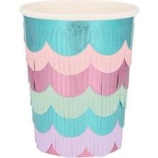 Meri Meri - Mermaid Scalloped Fringe Cups - Deniz Kızı Püsküllü Bardaklar