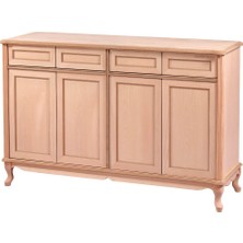 Mobilya Baba Adaklı 4 Kapılı Konsol Cilasız Ham Ahşap