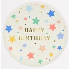 Meri Meri - Happy Birthday Stars Dinner Plates - Happy Birthday Yıldızlar Tabalar (L) (x8)