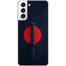 Dali Design Samsung Galaxy S21 Uyumlu Şeffaf Kılıf Samuray Kılıcı Tasarımlı