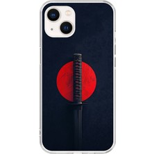 Dali Design Apple iPhone 14 Uyumlu Şeffaf Kılıf Samuray Kılıcı Tasarımlı