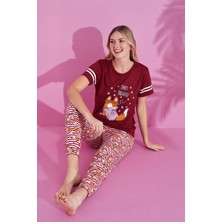 Anne Kız Kombin Desenli Viskon Kısa Kollu Pijama Takımı (Anne Kız Ayrı Satılır)