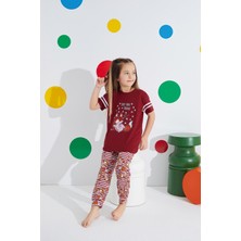 Anne Kız Kombin Desenli Viskon Kısa Kollu Pijama Takımı (Anne Kız Ayrı Satılır)