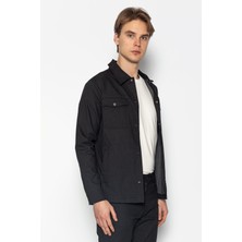 Cekmon Erkek Regular Fit Denim Dokuma Sade ve Rahat Kot Gömlek Ceket