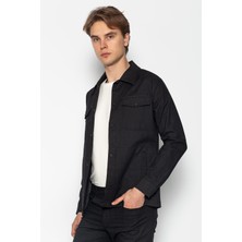 Cekmon Erkek Regular Fit Denim Dokuma Sade ve Rahat Kot Gömlek Ceket