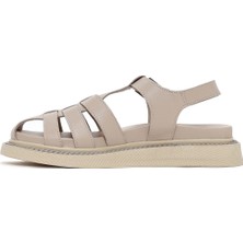 Derimod Kadın Vizon Bantlı Deri Comfort Sandalet 25SFD300418