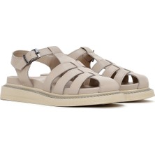 Derimod Kadın Vizon Bantlı Deri Comfort Sandalet 25SFD300418