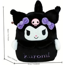 Sanrio Kuromi Sırt Çantası Büyük Kapasiteli, Peluş Detaylı Sevimli Karikatür Tasarım, Günlük Kullanım & Hediye