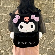 Sanrio Kuromi Sırt Çantası Büyük Kapasiteli, Peluş Detaylı Sevimli Karikatür Tasarım, Günlük Kullanım & Hediye