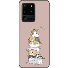 Dali Design Samsung Galaxy S20 Ultra Uyumlu Şeffaf Kılıf Kedişler 1 Tasarımlı