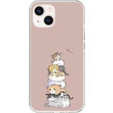 Dali Design Apple iPhone 14 Uyumlu Şeffaf Kılıf Kedişler 1 Tasarımlı