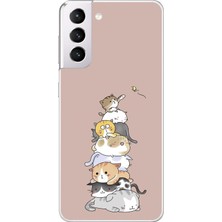 Dali Design Samsung Galaxy S21 Uyumlu Şeffaf Kılıf Kedişler 1 Tasarımlı