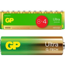GP G-Tech 8+4 12li Paket AAA Alkalin İnce Kalem Kumanda Pili (8 Adet Fiyatına 12 Adet Pil)