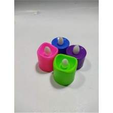 abnturk 1 Adet Renkli LED Mumlar 3 cm  Yanmaz Kokmaz Renkli Çocuklu ve Hayvanlı Aileler Için En Uygunu