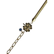 Yonca Model, Nazar Boncuklu Çelik Bileklik (17 Cm+5 cm Uzatma Zinciri)
