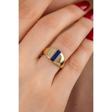 Fiyonk Kuyumculuk 14 Ayar Altın Safir Taşlı Oval Yüzük