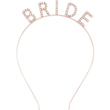 Rose Gold Renk Bekarlığa Veda Kristal Taş Bride Tacı Ithal 16X10 cm